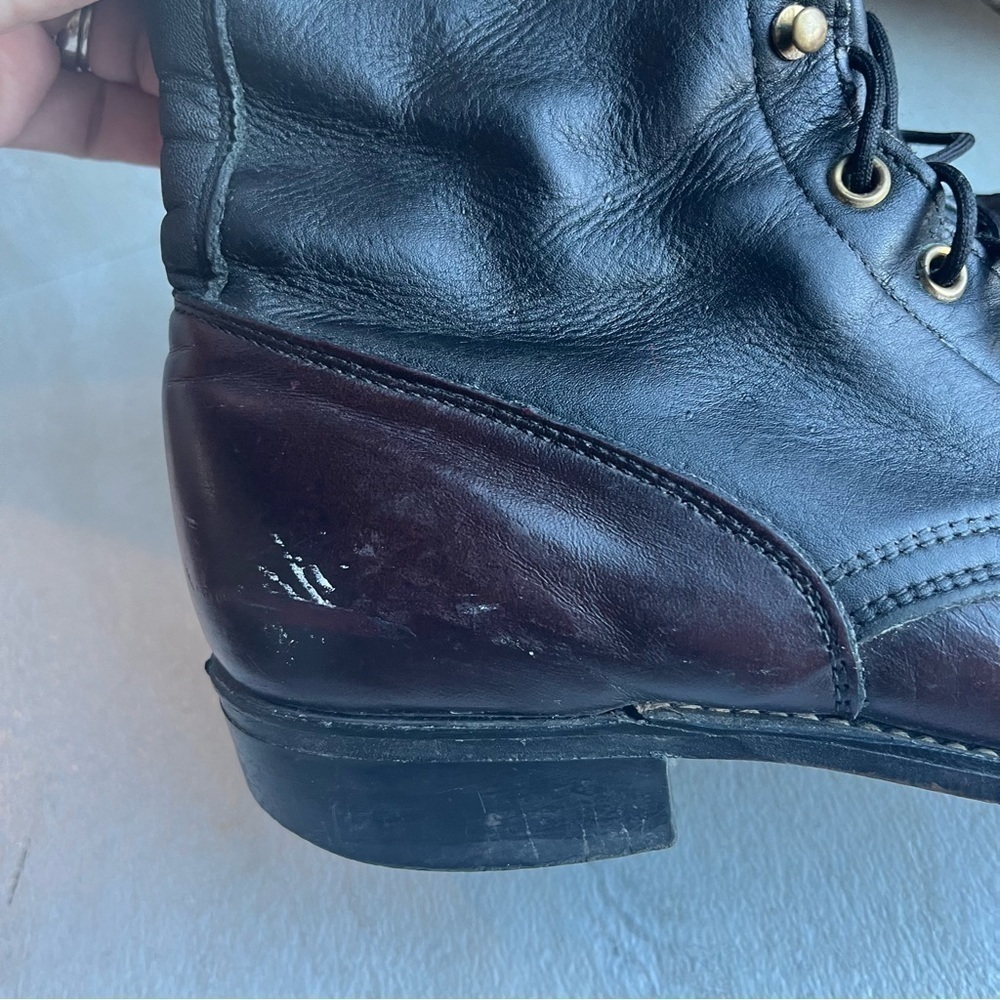 ** LAREDO vintage Black maroon Leather Roper Kiltie Boots 6.5 - Picture 5 of 12